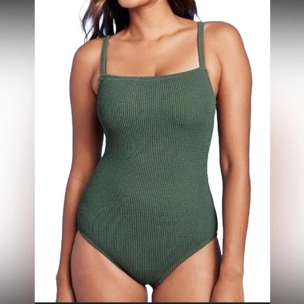 NEW! Ribbed Knit Green One Piece Bathing Suit Kona Sol